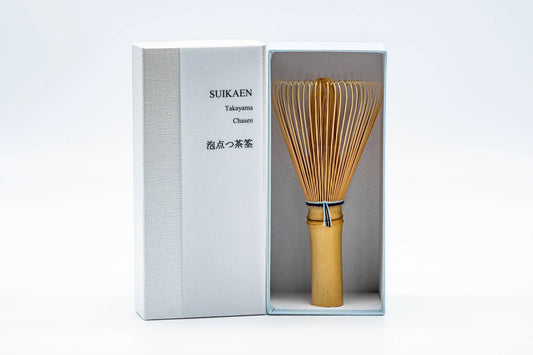 Suikaen 翠華園 Bubbling Long-handled Shiratake White Bamboo Chasen Matcha Whisk